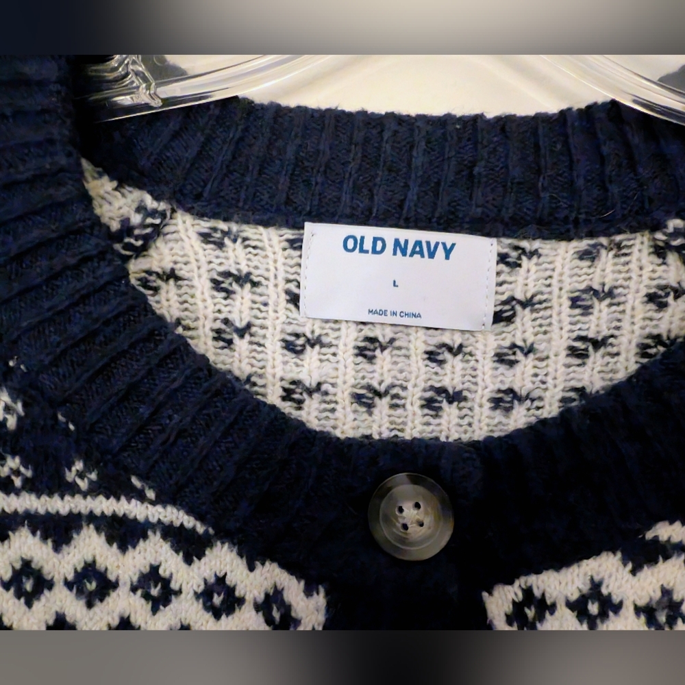 Old Navy Fair Isle Reindeer Cardigan Sweater L - Picture 5 of 6